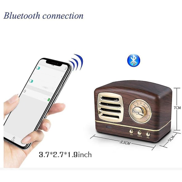 Bärbar Bluetooth Retro Högtalare, Trådlös Mini Vintage Högtalare Med Rik B