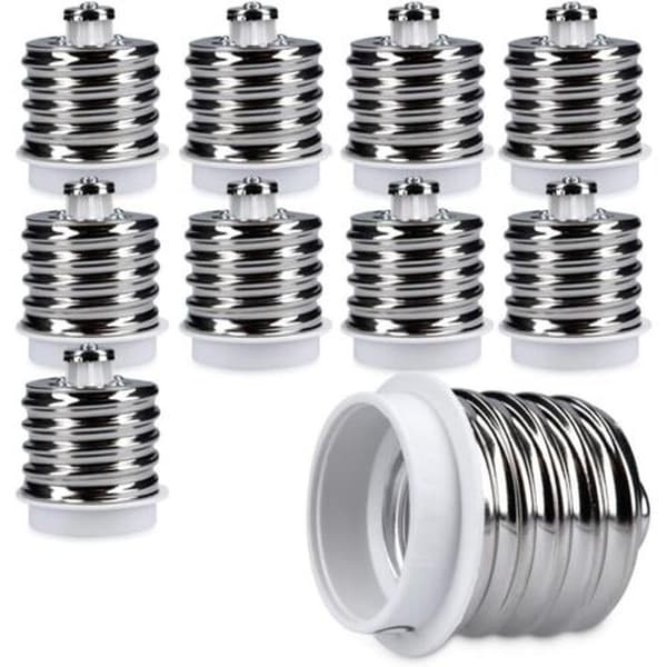 10x Sokkeladapter - 10x E40 til E27 Sokkelkonverter - E27 Base Lampeholderadapter for LED Halogenpære Gray