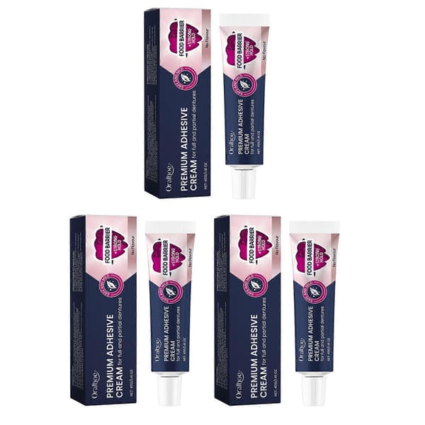 Super Grip Protese-Klæbemiddel Creme Vandtæt Protese-Klæbemiddel Creme til Delproteser 3pcs