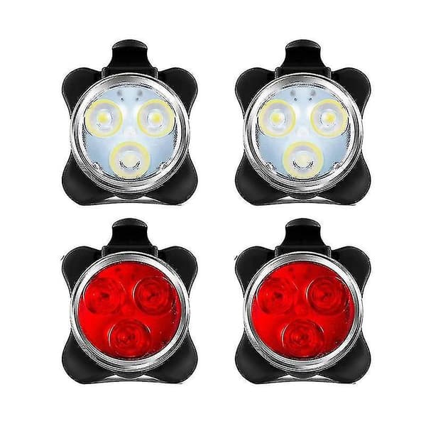 4-pack USB-uppladdbart cykelbelysningssats Fram och Bak LED Cykellampa