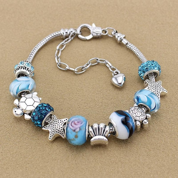 Ocean Shell blå krystal perler kæde armbånd armbånd kvinder pige charme smykker Blue