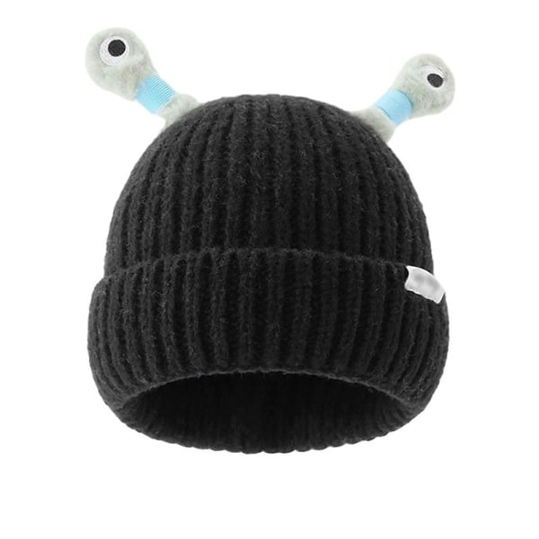Forældre-barn Vinter Sød Glødende Hat,sjov Glødende Monster Udendørs Varm strikket Beanie Hat Gaver Black