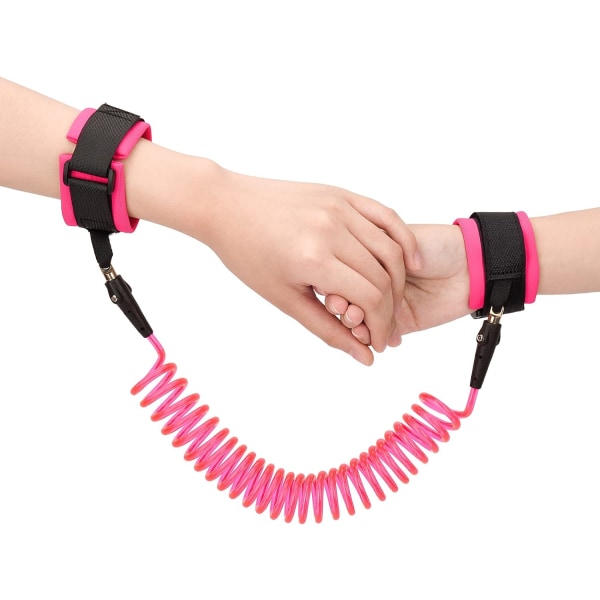 2,5 M anti-tab armbånd Baby tøjler Sikkerhedsbælte Armbånd 360° Roterende Sikkerhed Elastisk Wire Reb Walking Armbånd Sikkerhedsbælte (Pink)