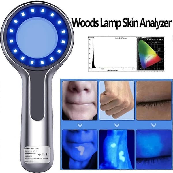 Woods lampe hudanalysator UV-forstørrelse for skjønnhetstesting Woods lampe lys for hudpleieanalyse Grå