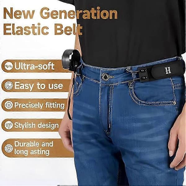 Taktiskt elastiskt bälte med metallkrok - Unisex spännefritt midjeband för utomhusaktiviteter och vardagsutrustning Black 2pcs