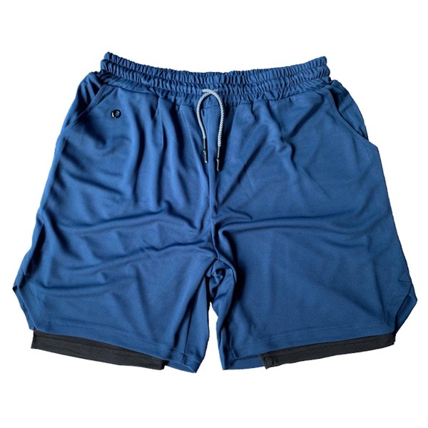 2-i-1 træningsshorts til mænd - løbeshorts til træning i fitnesscenteret - træningsshorts med lomme Navy Blue