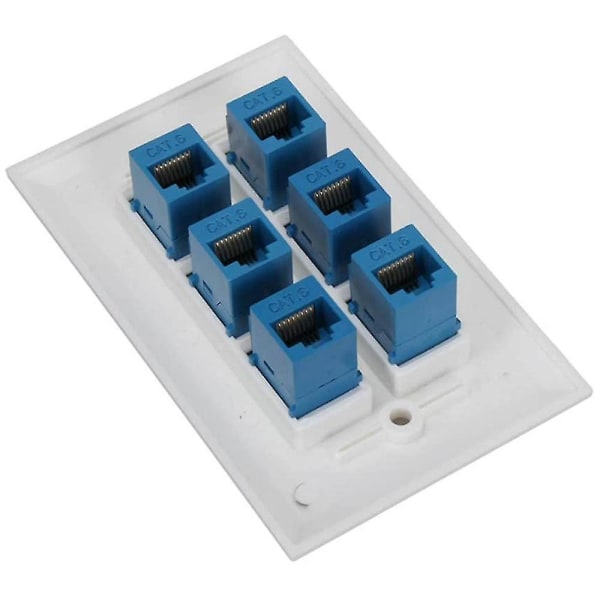 Cat 6 Ethernet Veggplate 6 Port, Ethernet Veggplate Hunn-hunn Avtakbar kompatibel med Cat7/6-haoyi