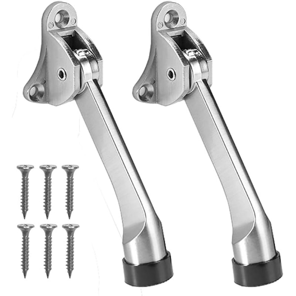 2 x – 12,2 cm Dørstopper – Sinklegering, Forhindrer Smellende Dører, Dørstopper, med Myk Gummibuffer og Skruer