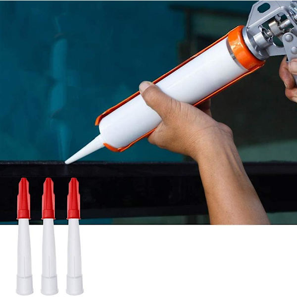 12-pack återförslutningsbara silikonrör munstycke tätningsmunstycke applikatorspets vita tätningsmunstycken med 12 röda tätningsmunstyckslock