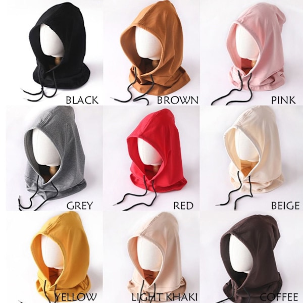 Bomuld Balaclava Let Tynd Hætte Halstørklæde BEIGE beige