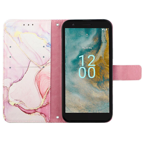 Flipfodral i marmor med stativ för Nokia C02 (TA-1522) LS005