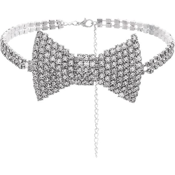 Strass halskæde, sølv krystal ring halskæde, funklende fest ornamenter