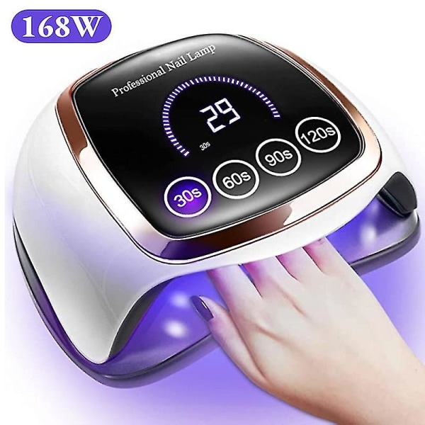 UV LED-lampe til neglehærdende manicure-lampe med hukommelsesfunktion LCD-display 168w professionel LED-neglelampe neglekunst salonværktøjer