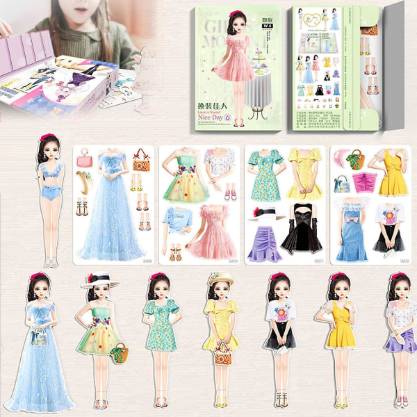 Magnetic Dress Up Baby, Magnetic Princess Dress Up Paper Doll Magnet Dress Up Games, låtsasresor Lekset Toy Dress Up Dolls For Girls Present Set E