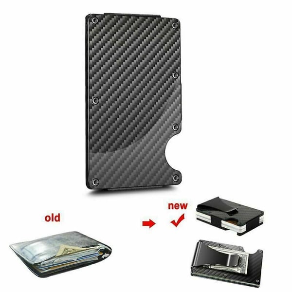 Rfid Blocking Carbon Fiber Minimalist Ridge Money Clip Front Pocket Mens Wallet