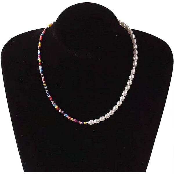 Bohemian Bead Pearl Choker Halsband för kvinnor Handgjorda färgglada Seed Beaded