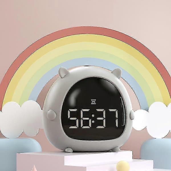 Analog väckarklocka med högt alarm, tecknad design, tyst, smarta dubbla tidsinställningar, multifunktionell