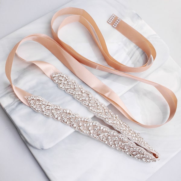 Rhinestone bröllopsbälte, bröllopsband bröllopsbälte med kristalltillbehör för bal klänningar Sash utsmyckningar 275 * 2cm