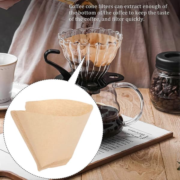 100 stk. Kaffefilter Engangs Kegle Papir Kaffefilter 4-6 Kopper As Shown