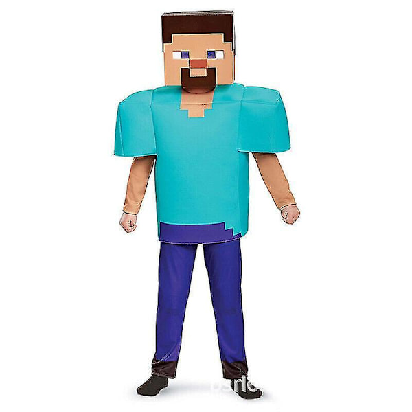 Minecraft Cosplay Maskeraddräkt för Barn Pojkar Flickor Festdräkt Presenter BlueTop  Pant  Mask XL 11-13Y 135-145cm