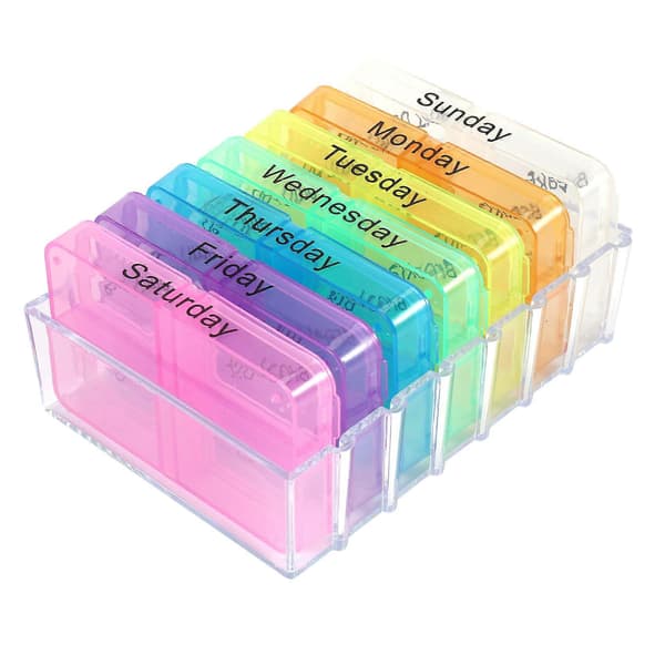 Medisin Ukentlig Oppbevaring Pille 7 Dagers Tablett Sorteringsboks Beholder Etui Organizer