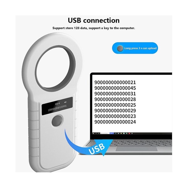 Dyremerkelapp Leser Usb 134.2k Dual Frekvens Kjæledyr Chip Leser Dyre Chip Leser Svart