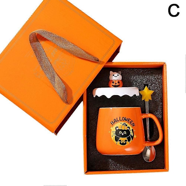 New Halloween Ceramic Mug with Lid Spoon Gift Coffee Cup Set