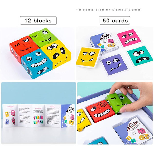 Träpusselblock, Nyaste ansiktsförändrande kubisk volym Träpaket, Utbildningsförmån Intellektuellt spel Leksakspresent för barn i förskoleåldern 3