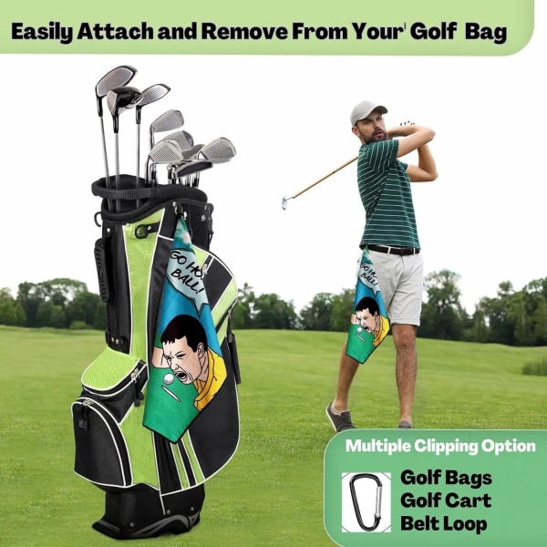 Golfhandduk för män - Skrubbduk Rengöringsduk, Mikrofiberhandduk med roligt tryck, Golfduk 16x24 tum för golfväskor, Golftillbehör