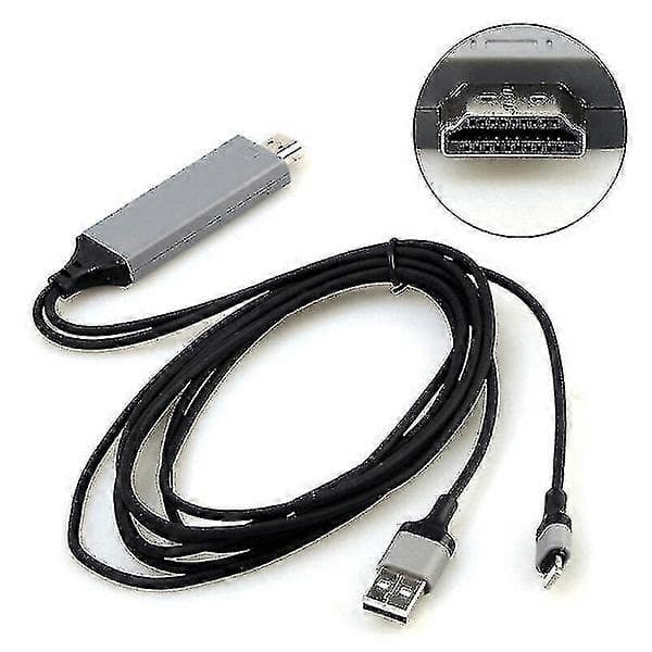 Lightning til HDMI-kabel til iPhone iPad Skærm TV HD adapter USB oplader 2m