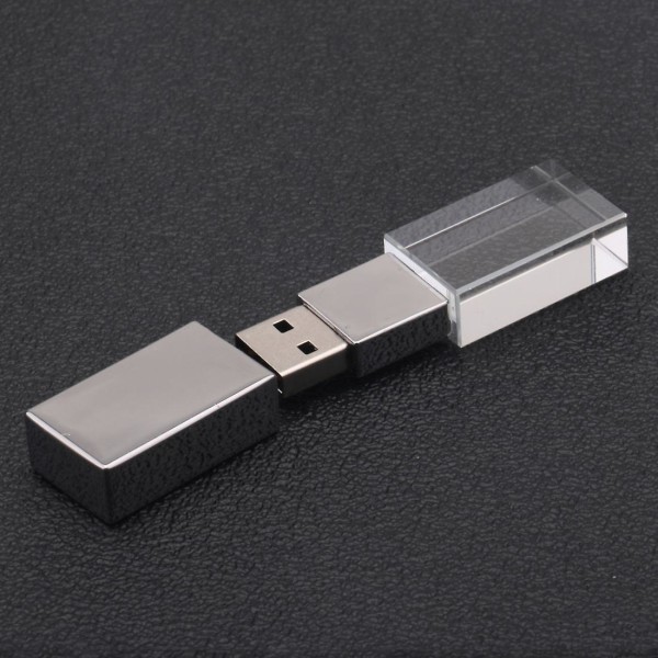 Crystal Transparent Led Light Metal Usb Flash Drive Pen Drive 32gb Usb Memory Stick Disk 16gb