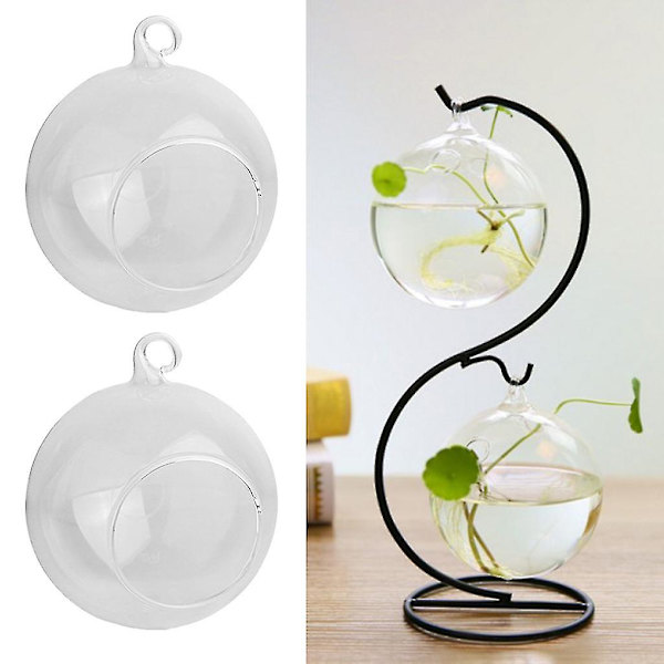 5x Hængende Glaskugle Tealight Lysestager Blomsterpot Vase 8cm Rund Base