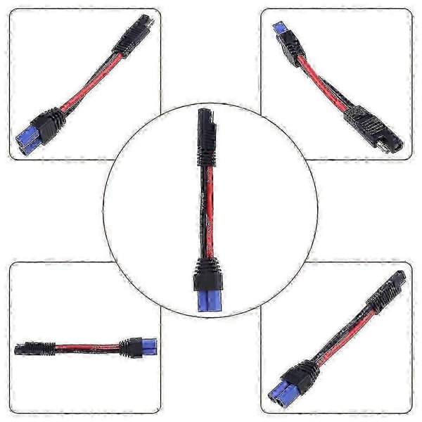 10AWG Stik Kabel EC5 Han til SAE Stik Terminal Kabel SAE Strøm Biladapter Kabel Polaritet Omvendt Stik Sort