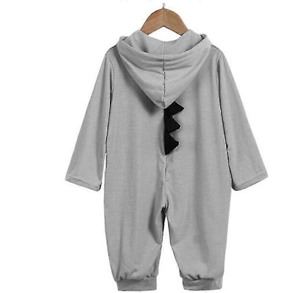 Nyfødt Spædbarn Baby Dreng Pige Dinosaur Hættetrøje Romper Jumpsuit Pyjamas Grey 12 Months