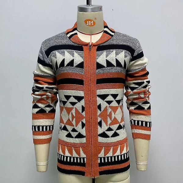 Herre cardigan sweater vinter strikning langærmet 2xl