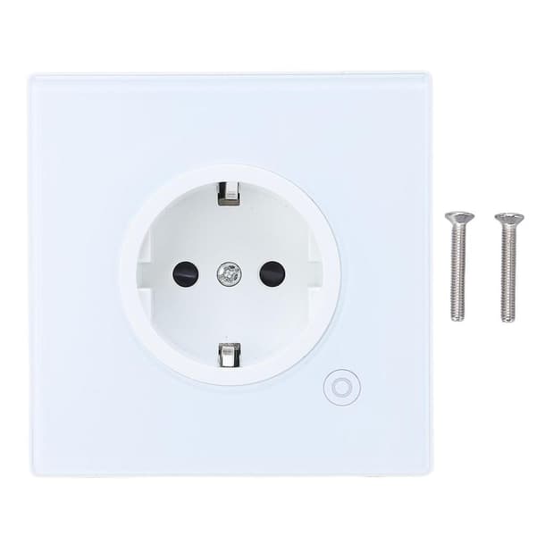 Smart Stikkontakt 16A 1 Vejs Intelligent Vægmonteringspanel Hvid 95‑ Solid Normal