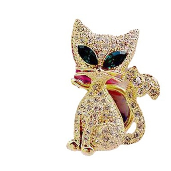 2023 Korealainen seoskoru söpö eläin vihreäsilmäinen kissanpentu timantti-inlay kesä uusi anti-free light cat rintaneula gold