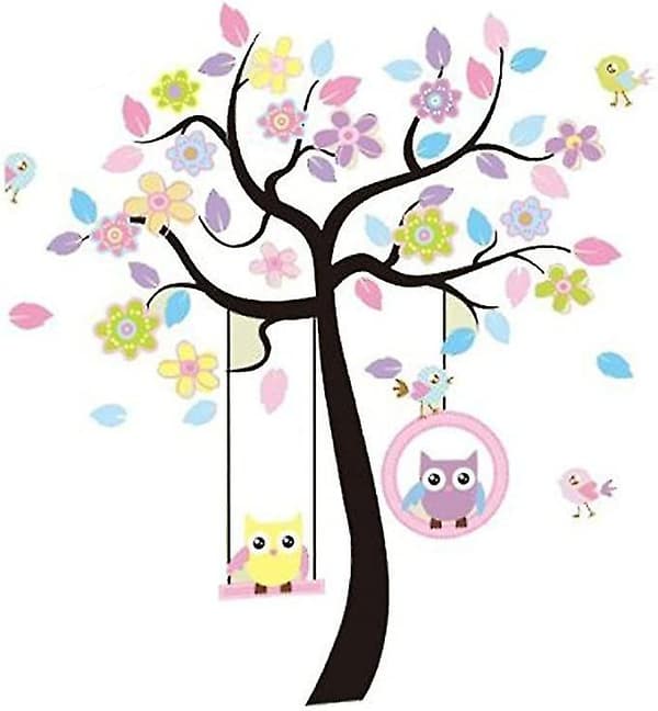 2 st uggla & träd väggdekal väggsticker ark 60 * 90 cm