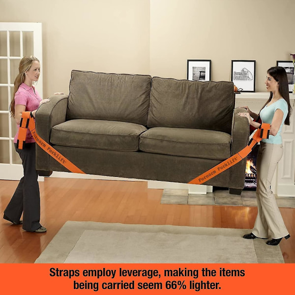 Shoulder Dolly Moving Straps - Lyftrem för 2 flyttare - Flytta, lyft, bär och säkra möbler, apparater, tunga, skrymmande föremål säkert, effektivt