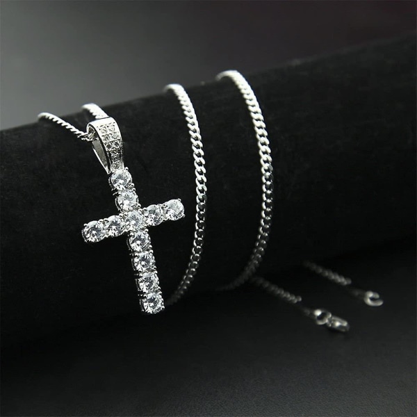 Hip Hop smykker fuld krystal kors vedhæng gyldne cubanske kæde religiøse kristne halskæde
