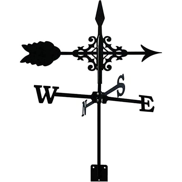 Metall vindfløy med pilornament, hage H-stake vindfløy vindfløy profesjonelt måleverktøy vindretningsindikator, 35 * 50 cm