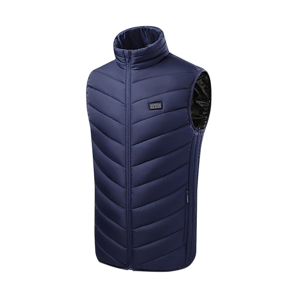 Unisex Casual Glidelås Fire Kontroll 21 Områder Varme Oppvarming Vest Usb Ladevest Blue XXXL