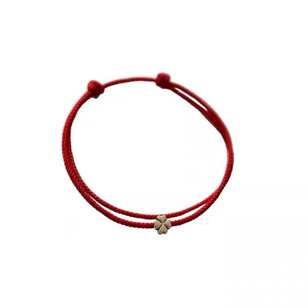 Nelilehtinen Clover Mini String Rannekoru Lucky Red Käsintehty Rope Charm Rannekoru Red