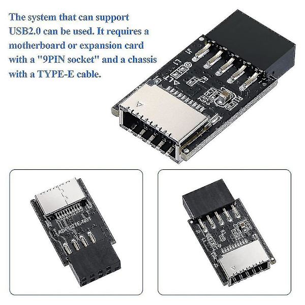 Usb 2.0 Front Panel Header Usb 9pin Til Usb 2.0 Type-e Intern Adapter Motherboard Stik Adapter