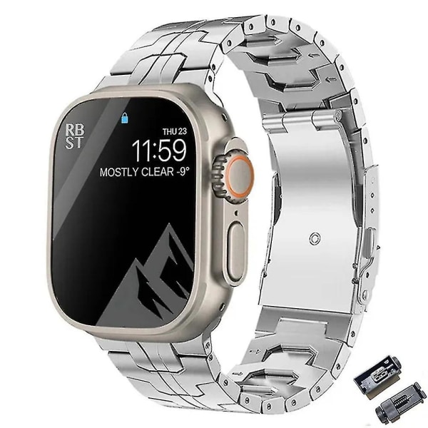 Lyxigt titanarmband för Apple Watch Band Ultra 49mm 45mm 44mm 41mm 3 silvery