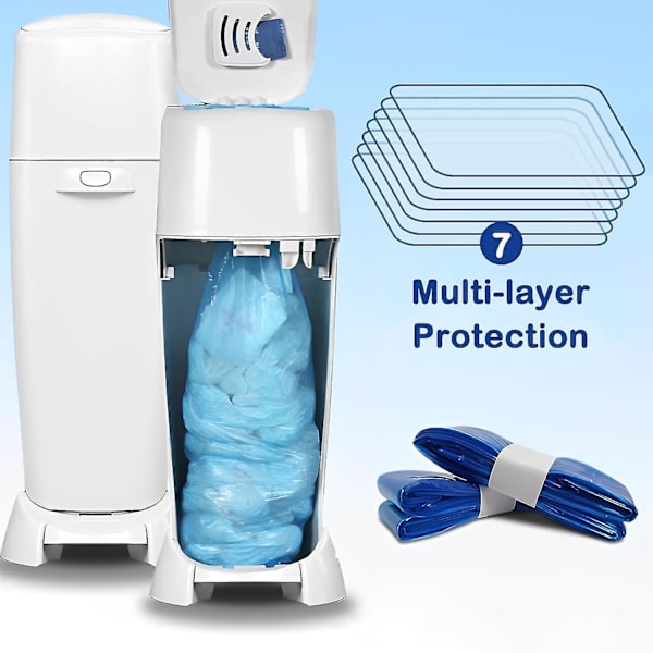 6/10 stk. blebleposer til blebøtte, maksimal kapacitet på 280 bleer, bleposer der passer til Angelcare, Tommee Tippee og Spross refillkassetter 6pcs