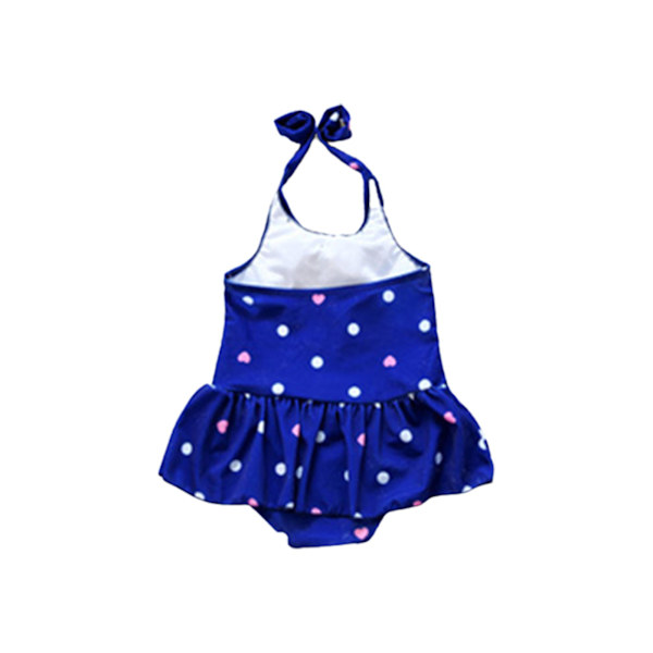 Lasten vauvan tyttöjen pilkullinen uimapuku Halter Bodysuit Headwrap Bikini Set Beachwear Blue 3-4 Years