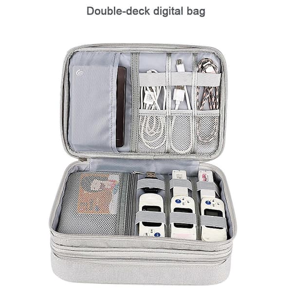 SM02S Dobbeltlags Multifunktionel Digital Tilbehørsopbevaringstaske (Marineblå) Black