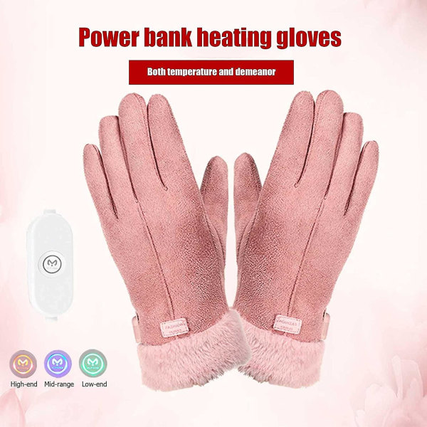 Usb-oppvarmede hansker for kvinner, elektriske varmehansker med 3-trinns varmeinnstillinger, termiske hansker for vinterkalde håndvarmere, telefonskjerm som kan berøres (3-d)