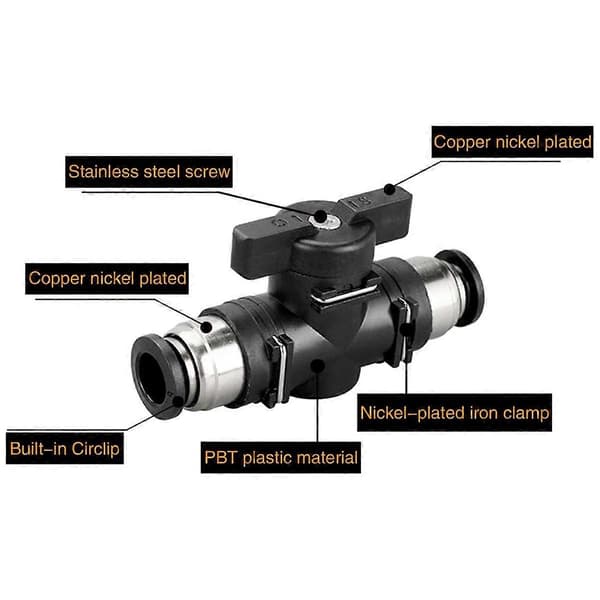6mm Push Connect Kuleventil 6mm Luftstrømskontrollventil Hurtigkoblingsventil Rørfittings 3-pakning Red